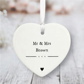 personalised-porcelain-hanging-heart-mr-and-mrs-keepsake-gift|LLUVPORWED2|Luck and Luck| 1